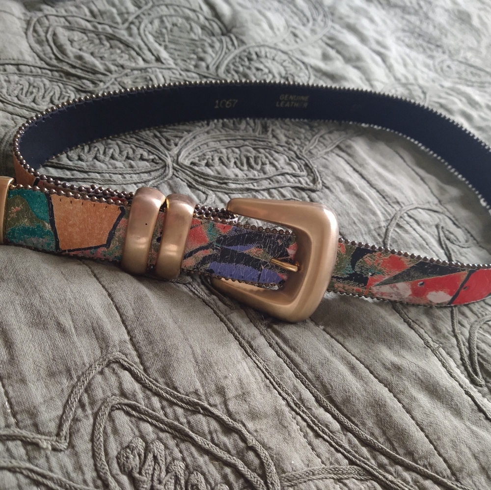 Genuine leather colorful belt size small